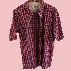 Vintage Wrangler Brushpopper Western Button Up Shirt Mens XL T Red Check Striped